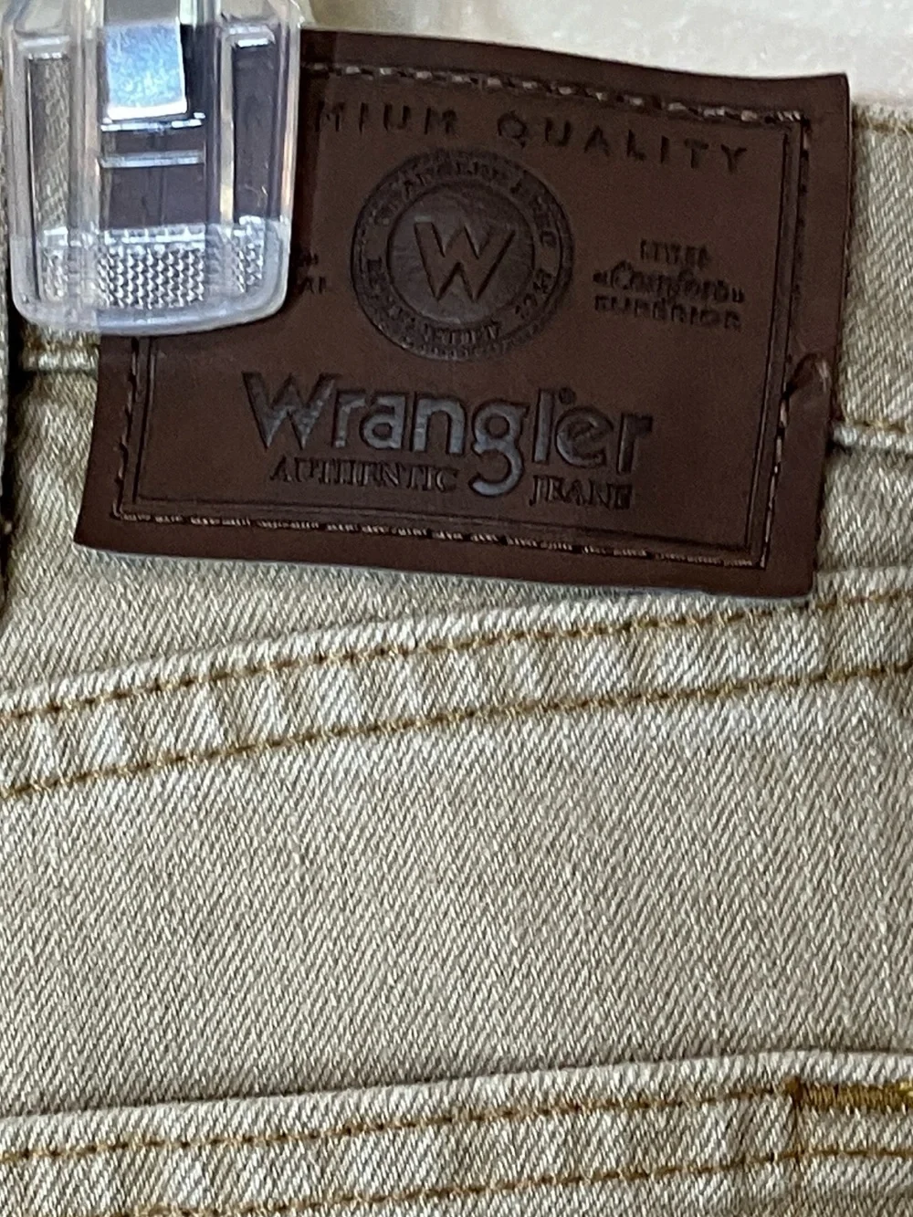 Wrangler Beige Straight-Leg Pants with Copper Button Detail